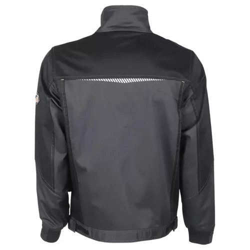 Stenso Prisma Spandex Szürke/Fekete munkavédelmi kabát hátoldala fényvisszaverő részletekkel