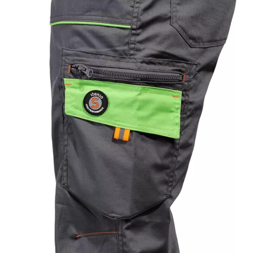 Stenso Prisma Light Stretch Szürke/Zöld kantáros nadrág bal combzseb