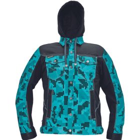 03510006 Cerva Neurum Terepmintás Kapucnis Munkáskabát petrol kék