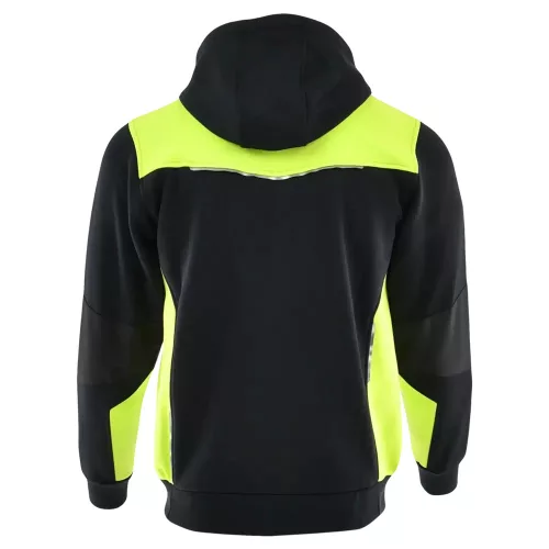 Sara Comfort Plus Kapucnis Munkás Pulóver Fekete/Sárga - 2XL