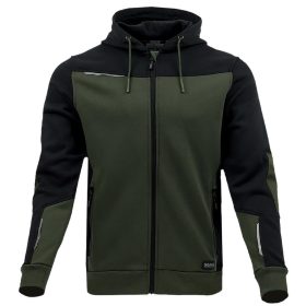 Sara Comfort Plus Kapucnis Munkás Pulóver Zöld/Fekete