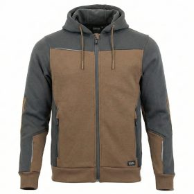   Sara Comfort Plus Kapucnis Munkás Pulóver Barna/Sötétszürke