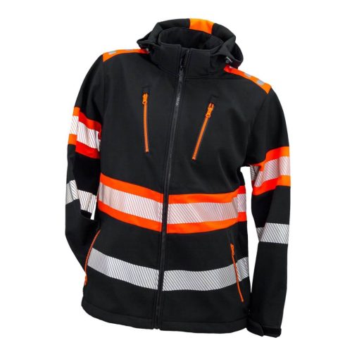 Urgent 931 Fekete Softshell Láthatósági kabát - 3XL