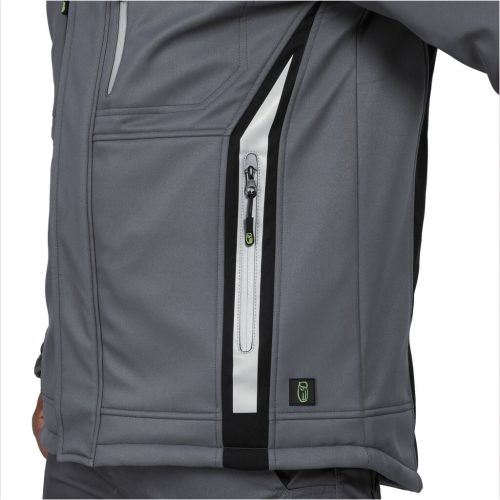 Leib Flex Szürke/Fekete Hőtükrös Téli Softshell Kabát - 6XL