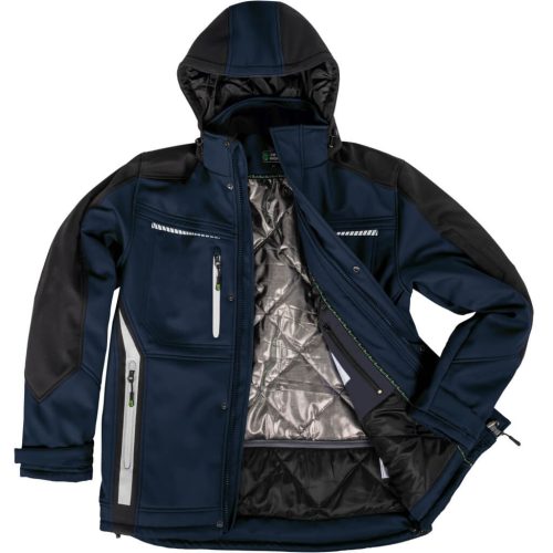 Leib Flex Sötétkék/Fekete Hőtükrös Téli Softshell Kabát - 6XL