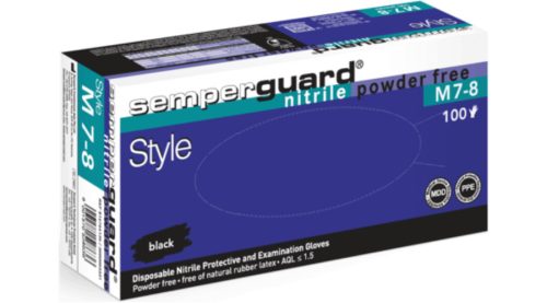 Semperguard Style Fekete Szakács, Séf Púdermentes Nitril kesztyű - XL